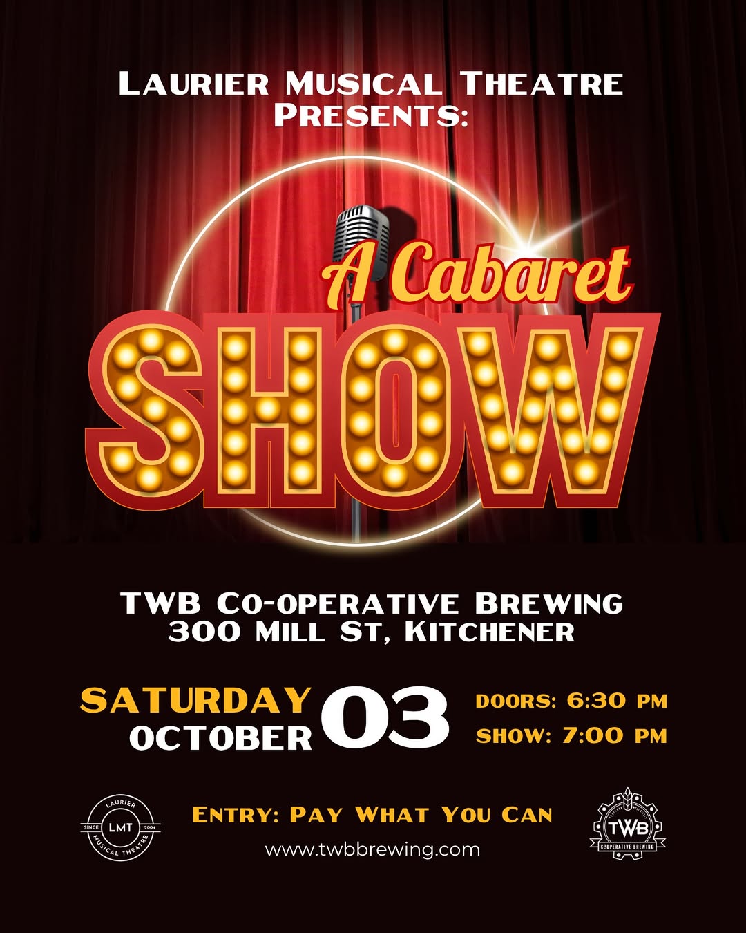 Join us THIS Saturday for our Cabaret Night with TWB! Come out, listen to some amazing singers and grab a drink🍻🎶