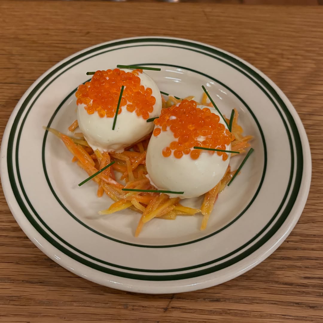 OEUF MAYONNAISE- carrot, trout roe, chives 🥚🐟🥕
