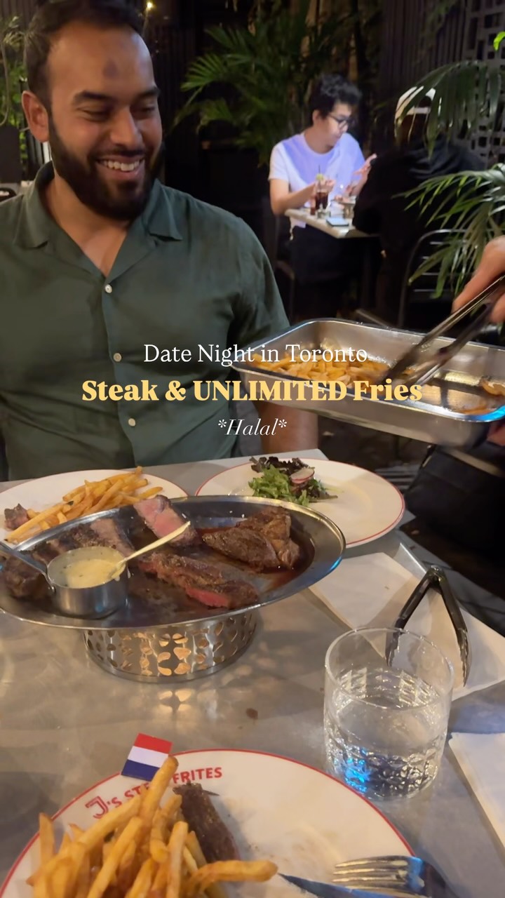 Halal steak frites with UNLIMITED fries in Toronto! @jssteakfrites
