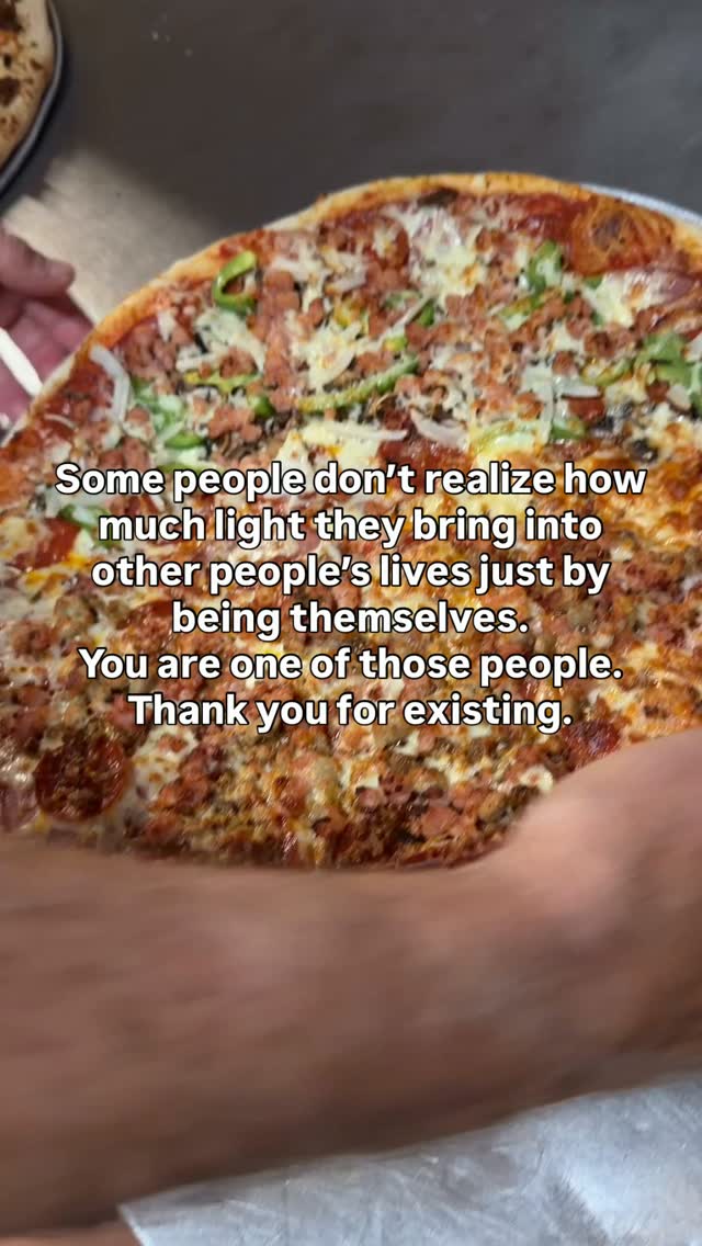 Share with someone you love or someone you want to share a half meat lovers, half works pizza with. Just don’t tell them