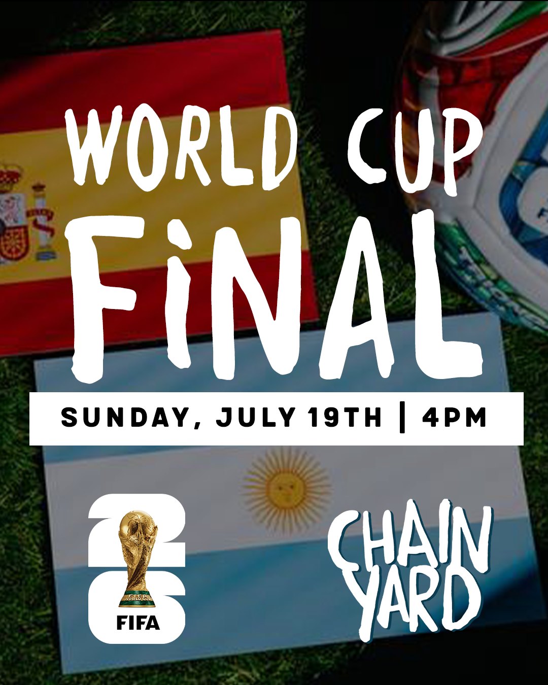 Who takes it home? 🏆 ⚽️ 🇪🇸 🇦🇷 Join us at the taproom for the big game on the big screen! 🥂 🔊