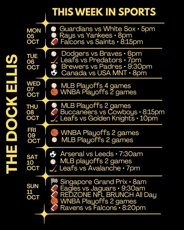 Playoff Season, WNBA & MLB, plus the NHL has Started, NFL is flying and NBA is about to launch. Open 11am Daily & we Lau