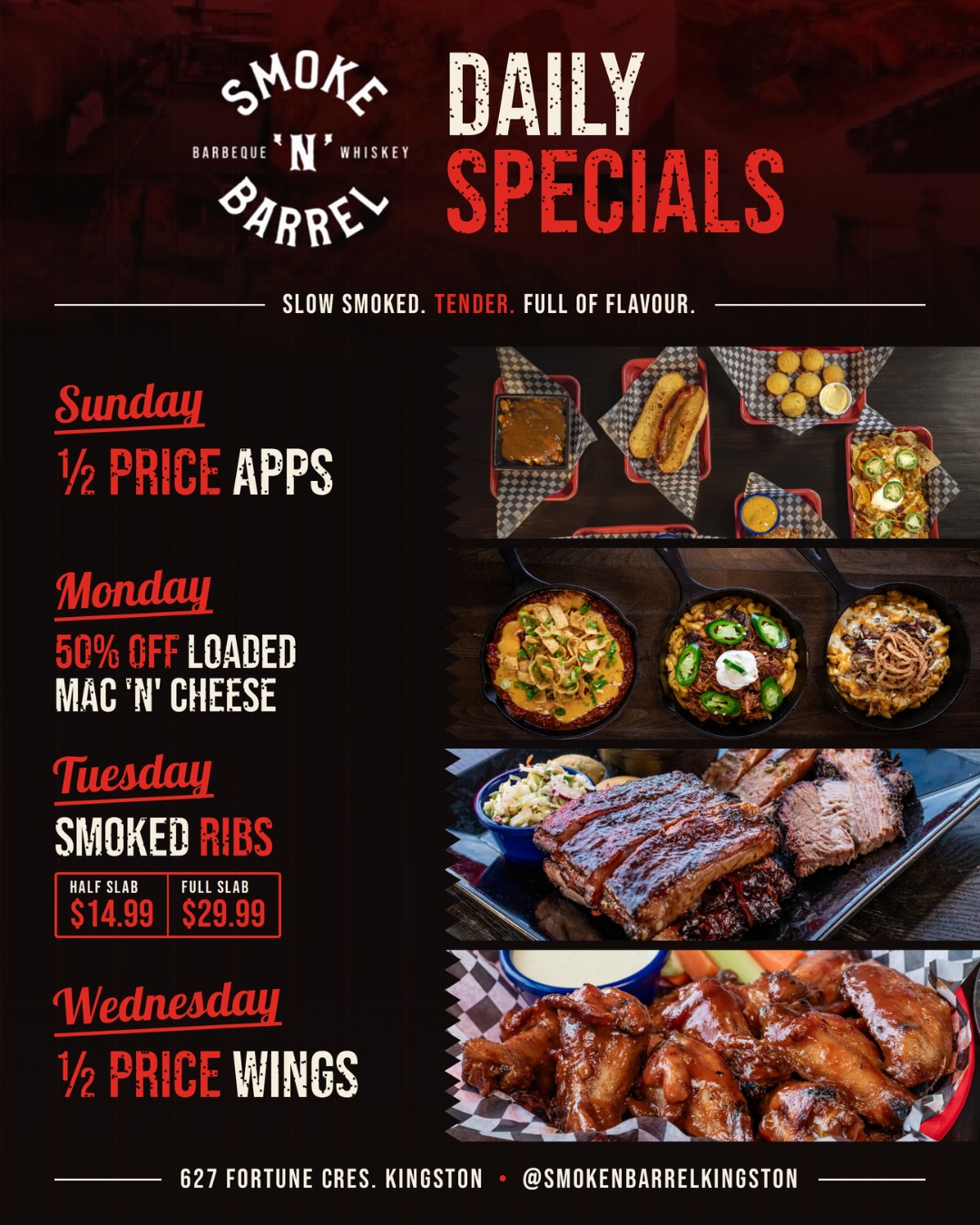 Four days of Smoke ’N’ Barrel favourites, all packed with flavour and ready when you are.