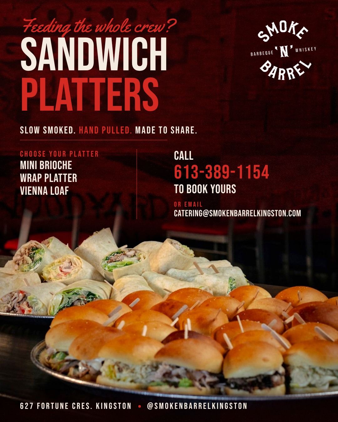 Our sandwich platters are made with quality meats, smoked right here in house. No nitrates, no preservatives, all flavou