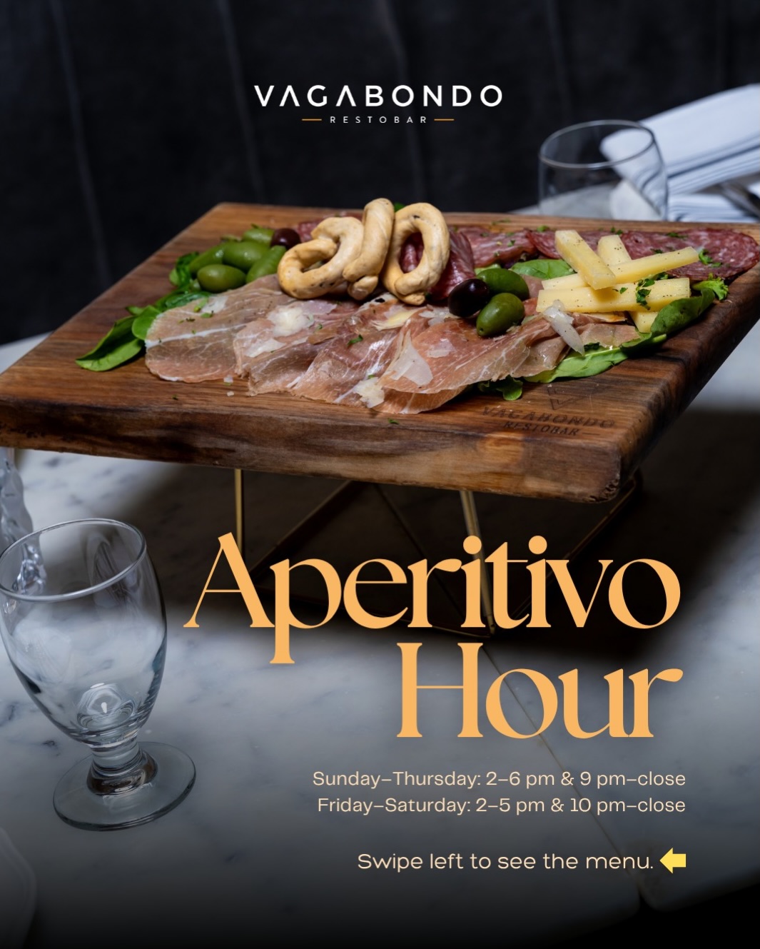 Join us for Aperitivo Hour at Vagabondo Restobar and experience one of Italy’s most beloved traditions. 🇮🇹🍹🍕