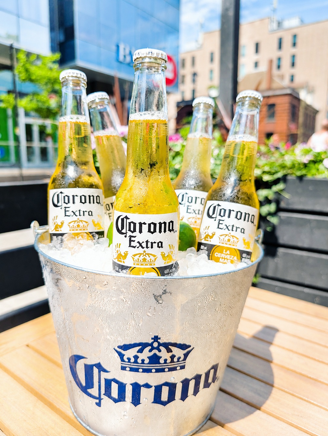 Beer tastes better by the bucket. 🍻 $30 Corona buckets at Lot Six. See you on the patio.