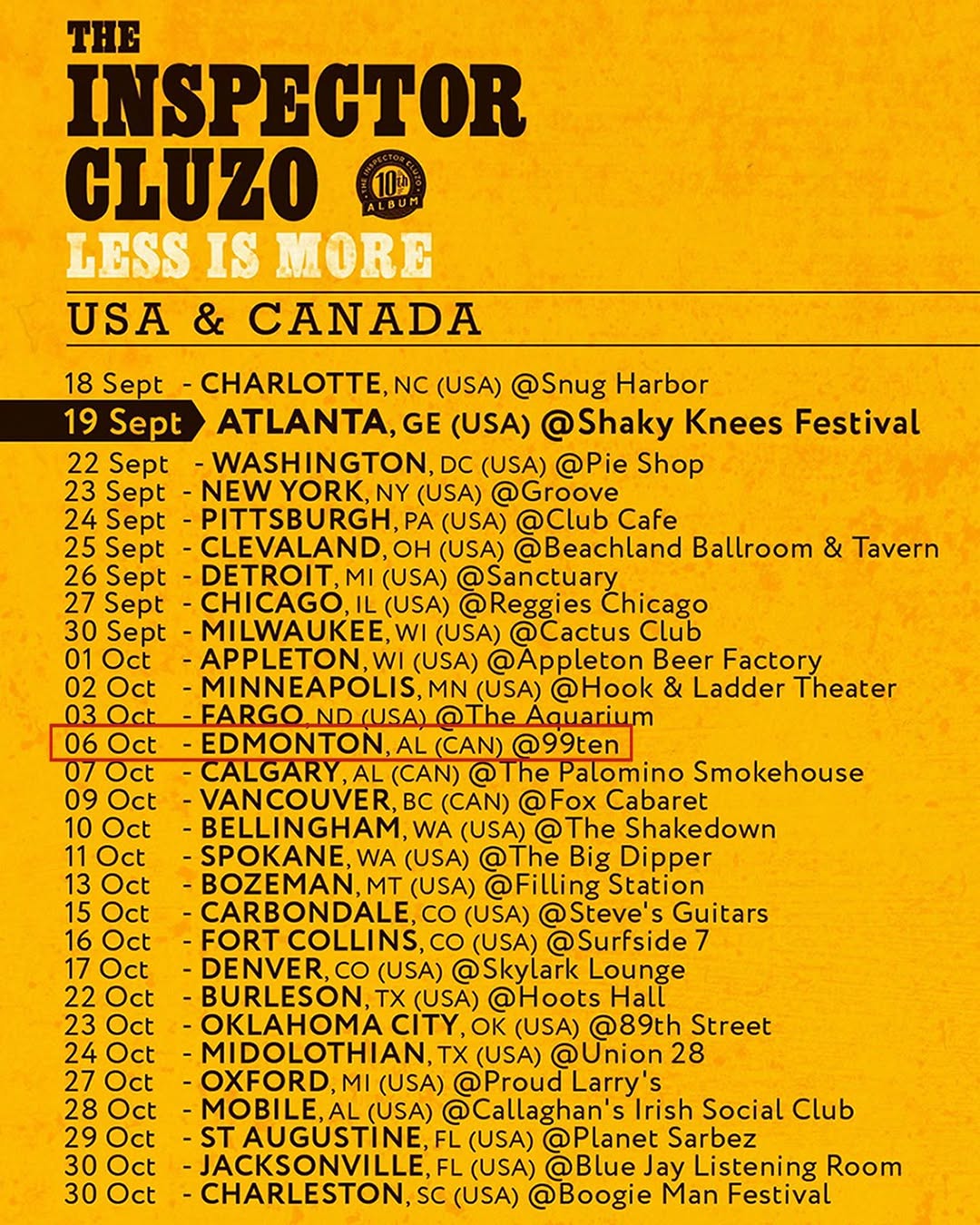 Tonight at 9910 The Inspector Cluzo (@theinspectorcluzo) bring their North American tour to 9910. Tickets available via