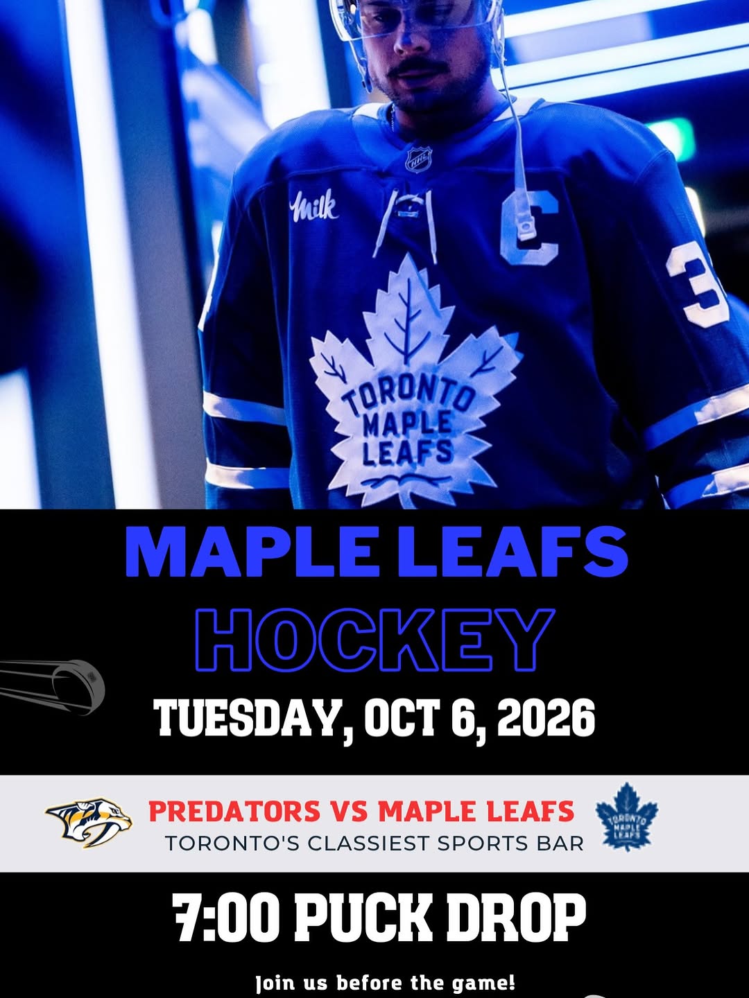 It’s #GameNight JOIN us pre-game at The Bottom Line Sports Bar. We’re located steps from Scotiabank Arena and Union stat