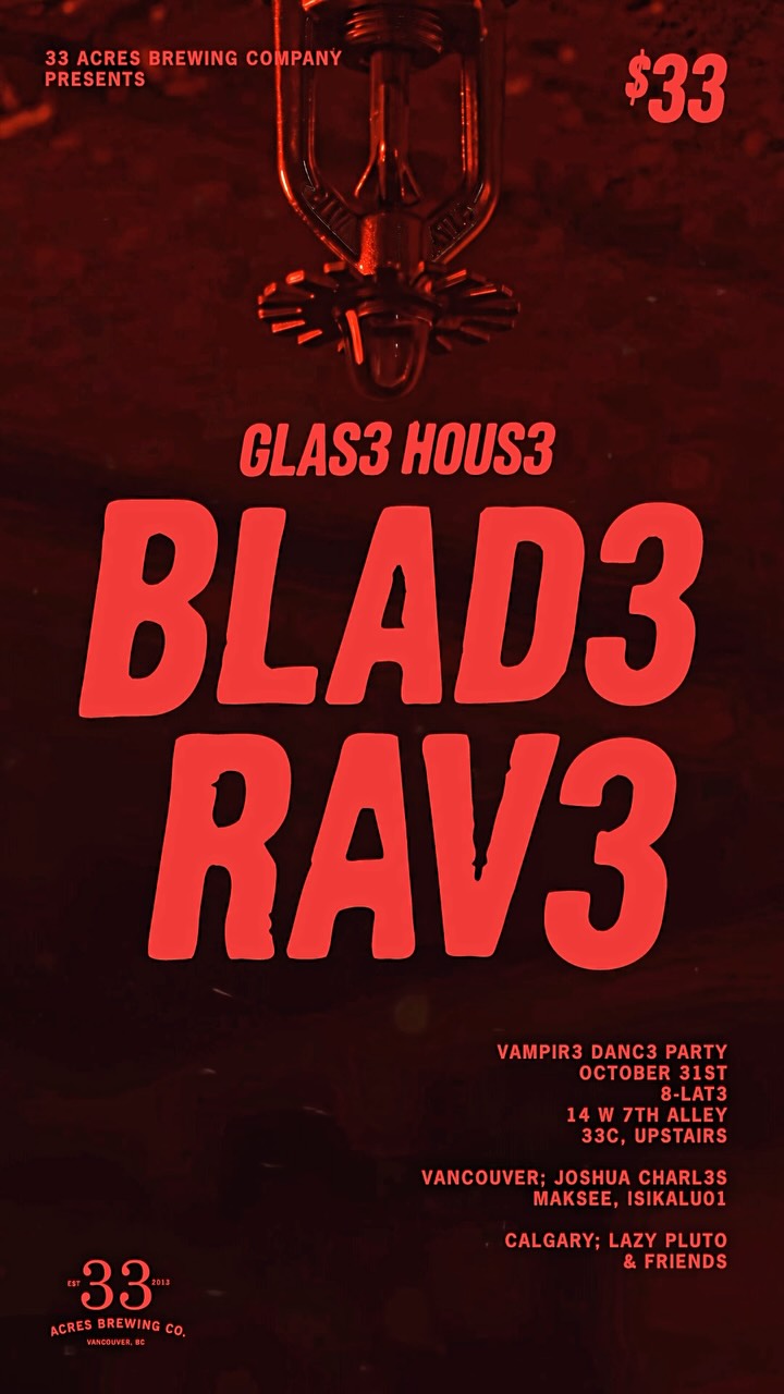 Join us, October 31st, for a Vampir3 Danc3 party! Blade theme. Leather, chains, sunglasses, blood. Located in our alley