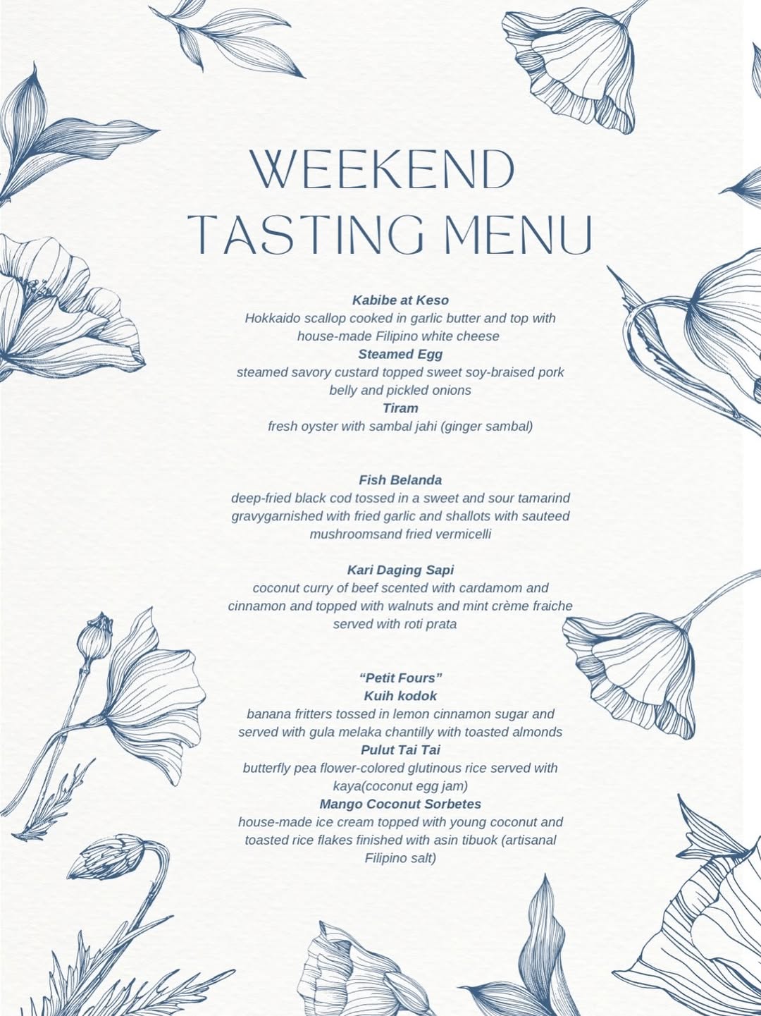 Tasting menu this weekend!