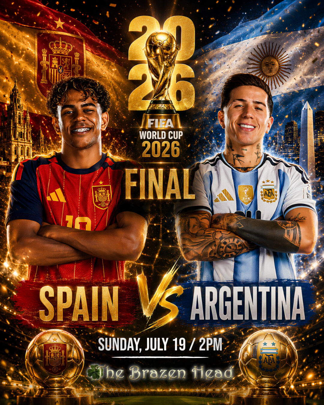 CATCH the FINAL WORLD CUP GAME TODAY @brazenhead! ⚽️