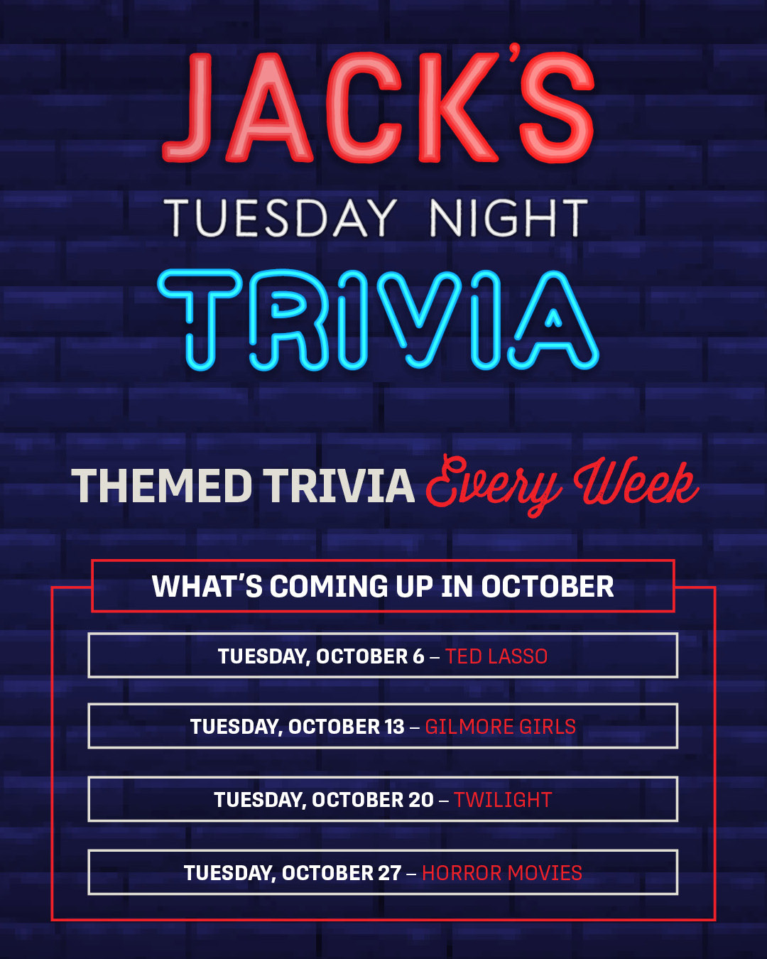 October trivia lineup just dropped. 🎃👇