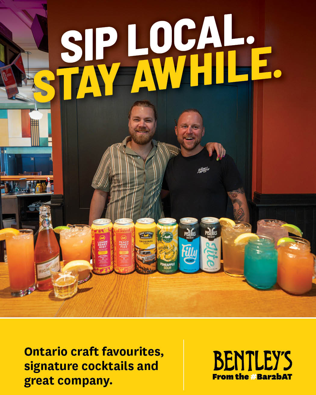 Good drinks, good people, and your next favourite pour is waiting for you at Bentley’s. Stop in, settle in, and raise a